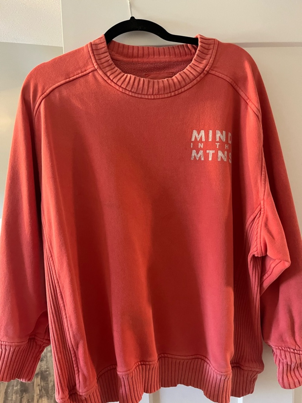 aerie Coral Crewneck Sweatshirt with 'Mind in the Mtns' Print